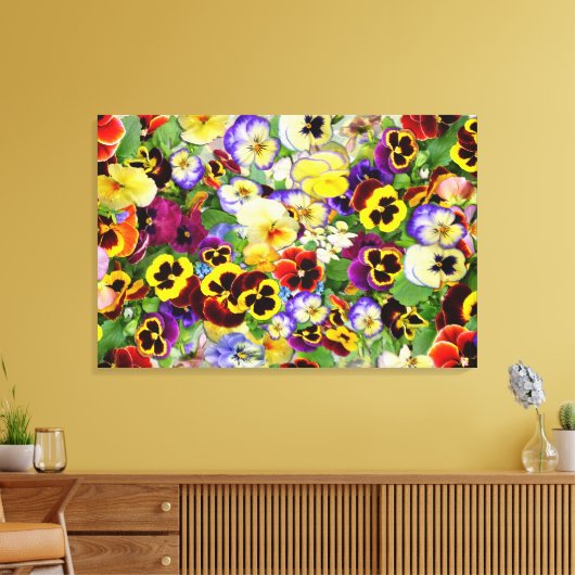 Pansies ~ Afdrukken met omhulde Canvas (Insitu (Woonkamer))