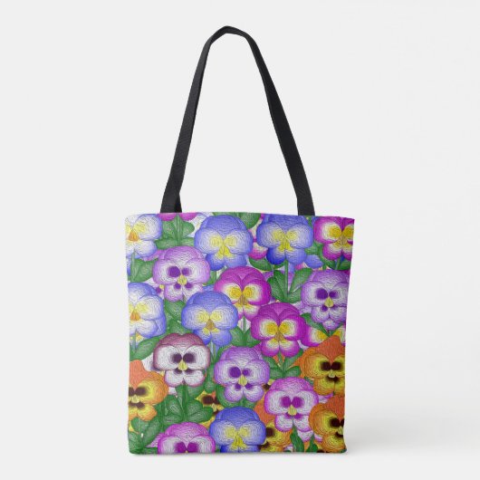 Pansies Allover Canvas tas (Achterkant)
