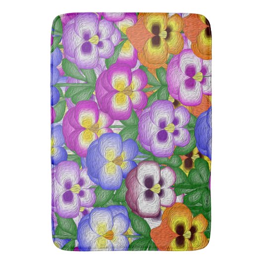 Pansies Bath Mat (Voorkant Verticaal)