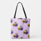  Pansies Bleke Canvas tas lavender (Achterkant)