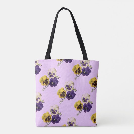  Pansies Bleke Canvas tas lavender (Achterkant)