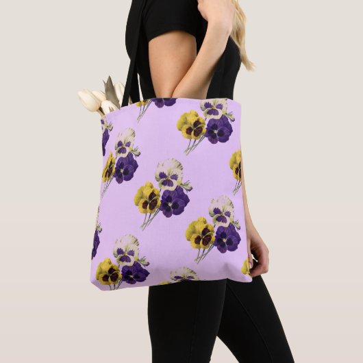  Pansies Bleke Canvas tas lavender (Dichtbij)