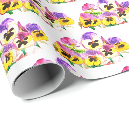 Pansies Bloemen Pansy Gift Wrap  Cadeaupapier (Rol Hoek)
