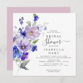 Pansies Botanische Bloemen Lila Blauw Vrijgezellen Kaart