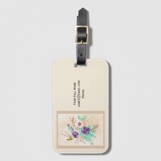 Pansies Bouquet Bagagelabel (Voorkant (verticaal))