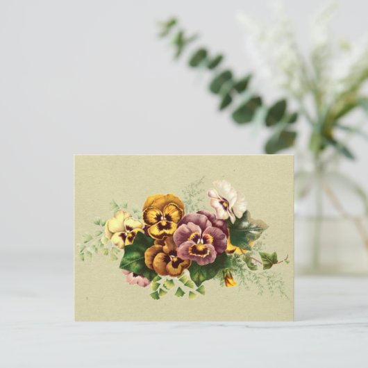  Pansies Bouquet Briefkaart (Staand voorkant)