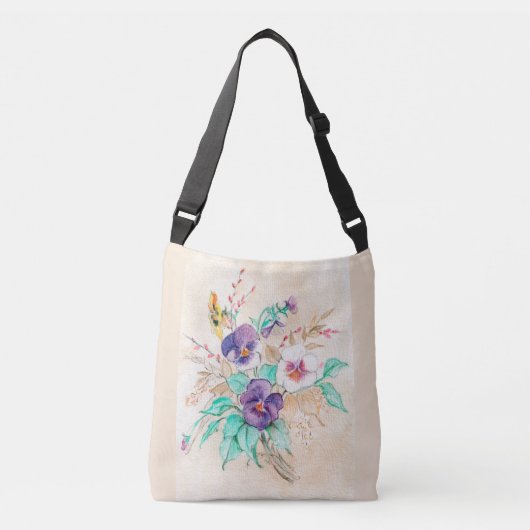 Pansies Bouquet Crossbody Tas (Voorkant)