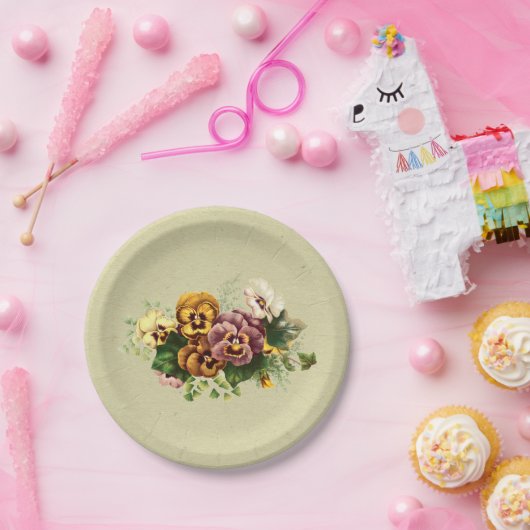  Pansies Bouquet Papieren Bordje (Feest)