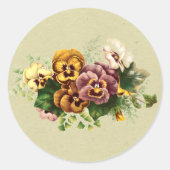 Pansies Bouquet Ronde Sticker (Voorkant)