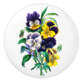 Pansies Bouquet Round Ceramic Knob. Keramische Knop (Voorkant)