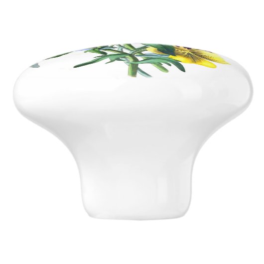 Pansies Bouquet Round Ceramic Knob. Keramische Knop (Zijkant)