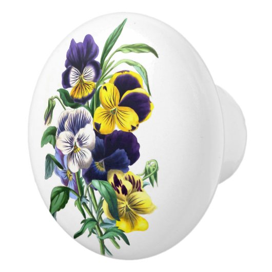 Pansies Bouquet Round Ceramic Knob. Keramische Knop (Rechts)
