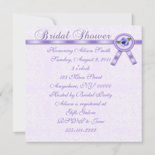 Pansies Bridal Shower-uitnodiging Kaart (Voorkant)