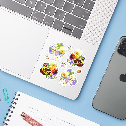  Pansies Contour Sticker (Laptop met iPhone)