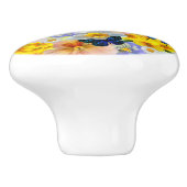 Pansies Daisies en Butterflies Keramische Knop (Zijkant)