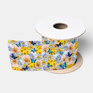 Pansies Daisies en Butterflies Satijnen Lint