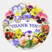 Pansies Dank u Ronde Sticker (Voorkant)