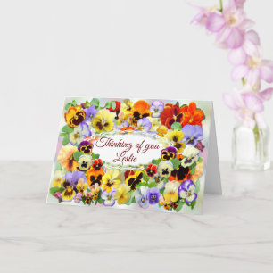 Pansies die denken aan uw kaart