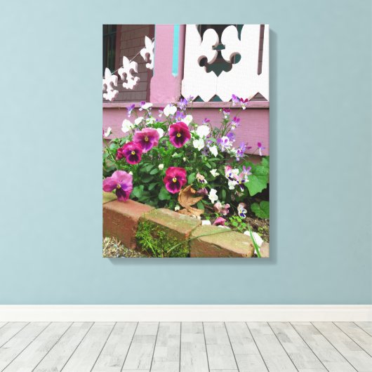 Pansies en Fleur-de-lis - Martha's Vineyard Canva Canvas Afdruk (Insitu (Houten vloer))