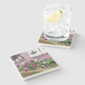 Pansies en Fleur-de-lis - Wijnwerf van Martha Stenen Onderzetter (Zijkant)