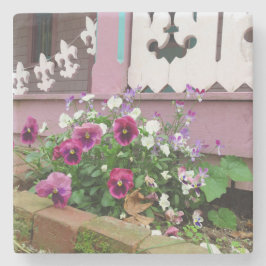 Pansies en Fleur-de-lis - Wijnwerf van Martha Stenen Onderzetter