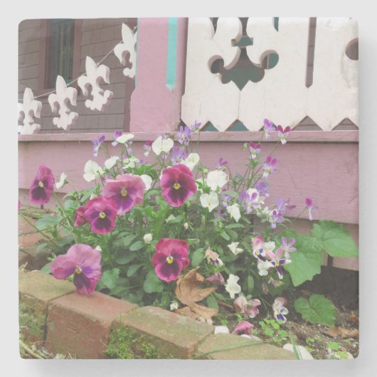 Pansies en Fleur-de-lis - Wijnwerf van Martha Stenen Onderzetter (Voorkant)