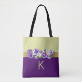 Pansies en gouden gepersonaliseerd Tas (Voorkant)