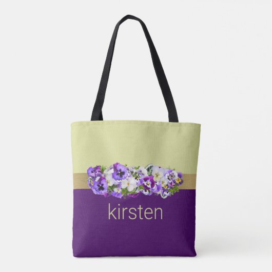 Pansies en gouden gepersonaliseerd Tas (Achterkant)