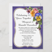Pansies en goudLijst op Paars 50e Jubileum Kaart (Voorkant)