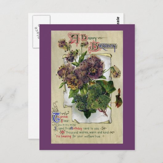 Pansies en Ivy  Verjaardag Briefkaart (Voorkant / Achterkant)