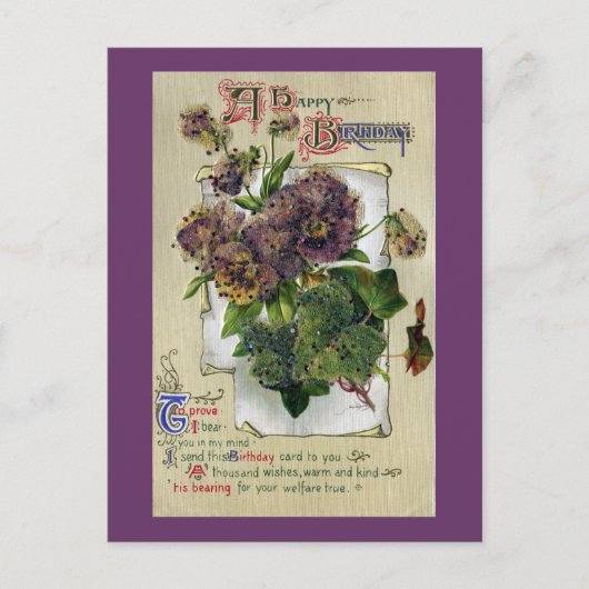 Pansies en Ivy  Verjaardag Briefkaart (Voorkant)