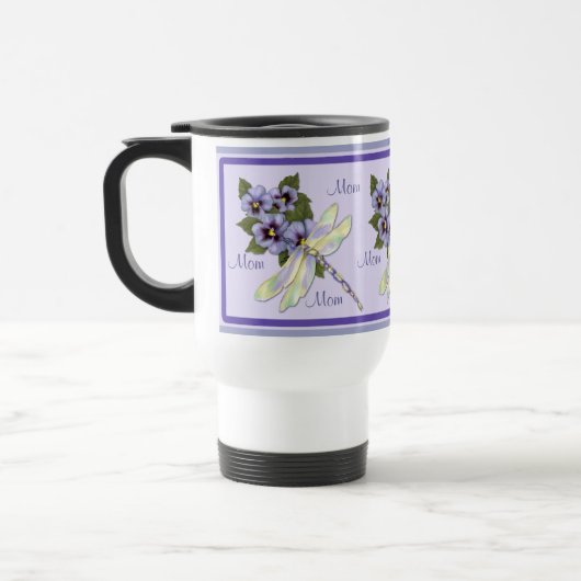 Pansies en libellen reisbeker (Links)
