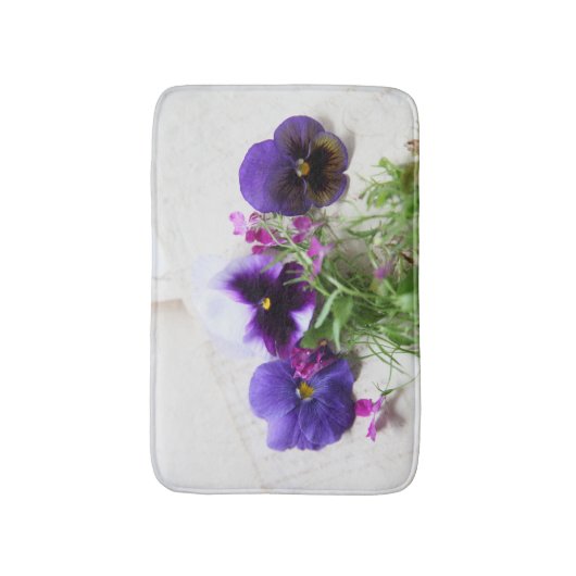 Pansies en lobelia op oud handschrift badmat (Voorkant Verticaal)