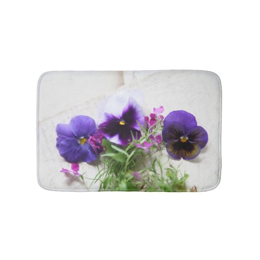 Pansies en lobelia op oud handschrift badmat (Voorkant)