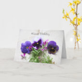 Pansies en lobelia op oud handschrift kaart (Gele Bloem)