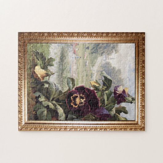  Pansies en Rustieke Scène Legpuzzel (Horizontaal)