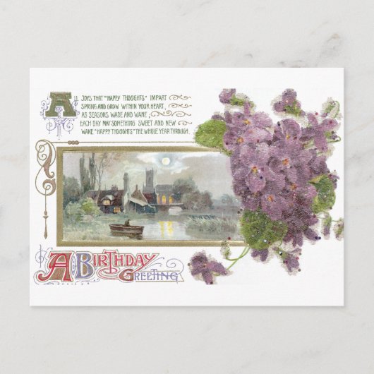 Pansies en Serene Vignette  Verjaardag Briefkaart (Voorkant)