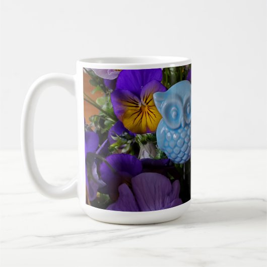 Pansies en uil mok (Links)