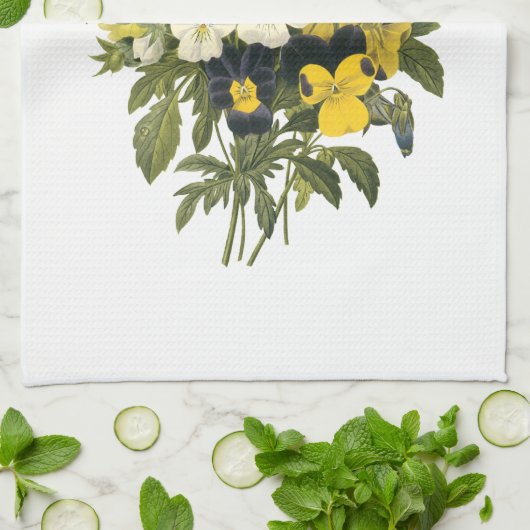 Pansies en Viooltjes Vintage Kunst Theedoek (Gevouwen)