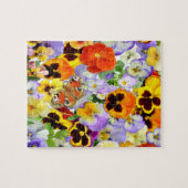Pansies en vlinder legpuzzel (Horizontaal)