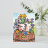 Pansies en vrienden briefkaart (Staand voorkant)