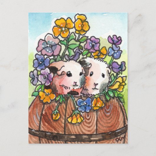 Pansies en vrienden briefkaart (Voorkant)