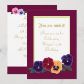 Pansies Floral 50e verjaardag Kaart (Voorkant / Achterkant)