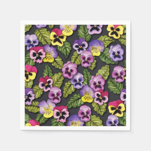 Pansies Floral Napkins Servet (Voorkant)
