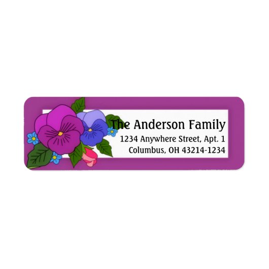 Pansies Flowers Return Address Labels d1 (Voorkant)