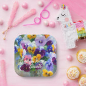 Pansies Gelukkige Verjaardag Papieren Bordje (Feest)