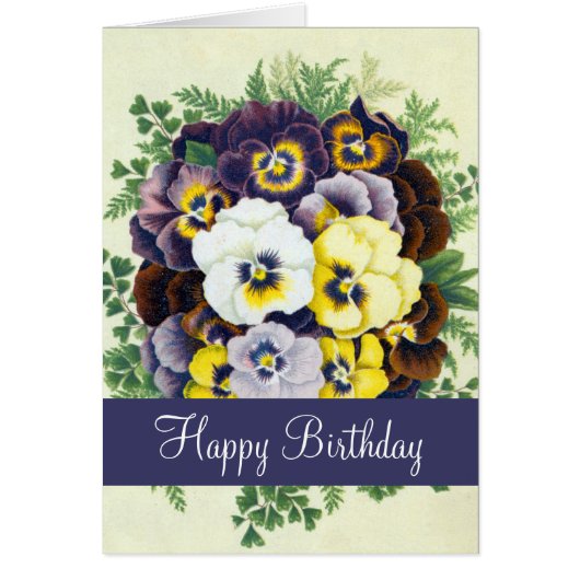 Pansies Happy Birthday Wenskaart (Voorkant)