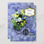 Pansies Heart Weddenschap 5x7 Uitnodiging (Voorkant / Achterkant)