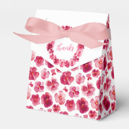 Pansies hebben donkerrode roze waterverf gedempt bedankdoosjes