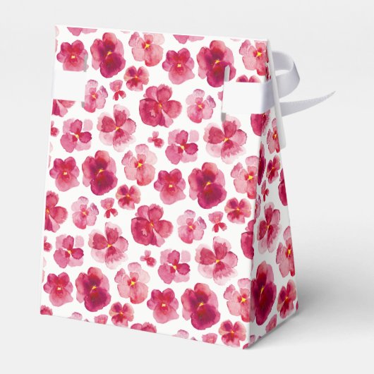 Pansies hebben donkerrode roze waterverf gedempt bedankdoosjes (Achterkant)